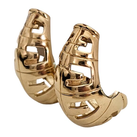 Givenchy Gold Tone Clip On Earrings J Style Half Loop, Signed - Picture 6 of 14